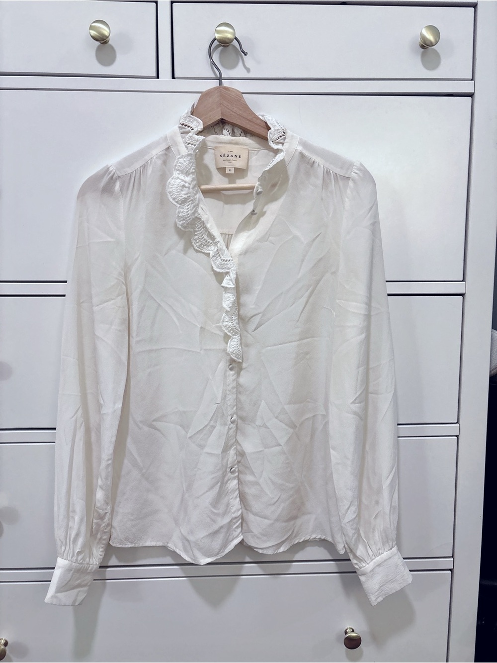 Sezane Chlo Shirt in White size 32